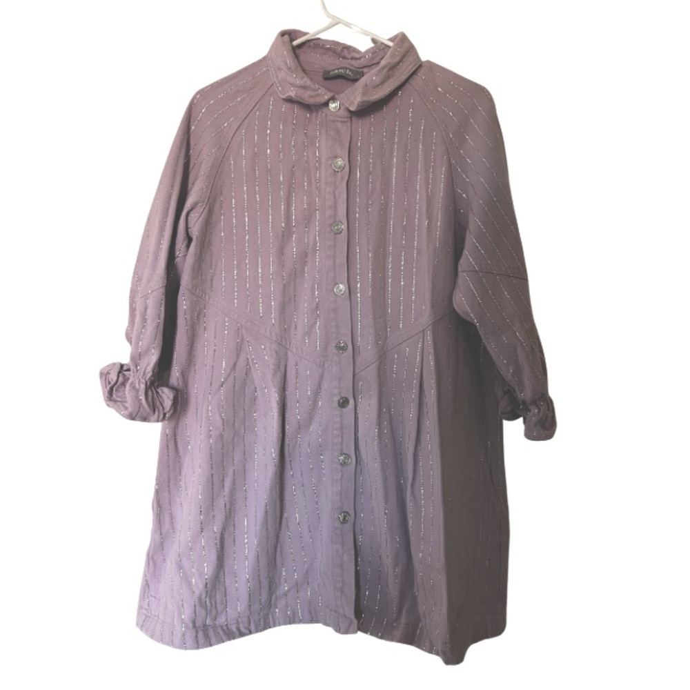 Purple Denim Dress with Sparkle Striped Detail